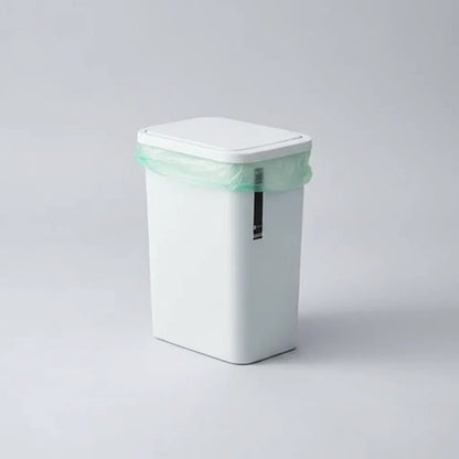 Papelera Cesto Basura Plástico Tapa Apertura Superior Botón Gris