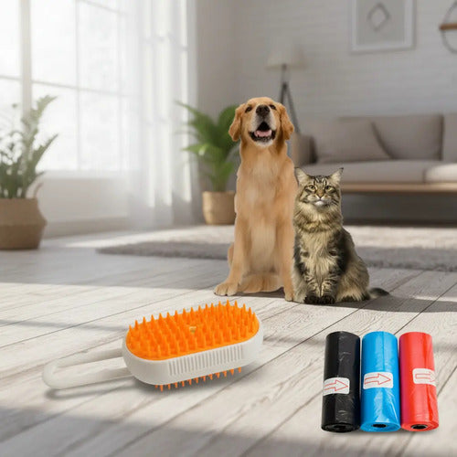 Peine Cepillo Vapor Para Mascotas Perro Gato Usb + Bolsitas