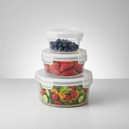 Set Recipiente Hermetico Pack X3 Piezas Redondo Plastico Kit Blanco