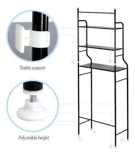 Organizador De Ducha De Pared Para Baño Con 3 Estantes De Metal Negro