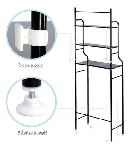 Organizador De Ducha De Pared Para Baño Con 3 Estantes De Metal Negro