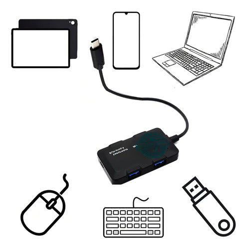 Adaptador Hub Tipo C 4 Puertos 3.1 Alta Velocidad