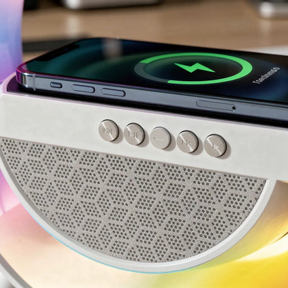 Parlante Bluetooth Cargador Inalámbrico Usb Rgb 15w Blanco O Negro Segun Stock