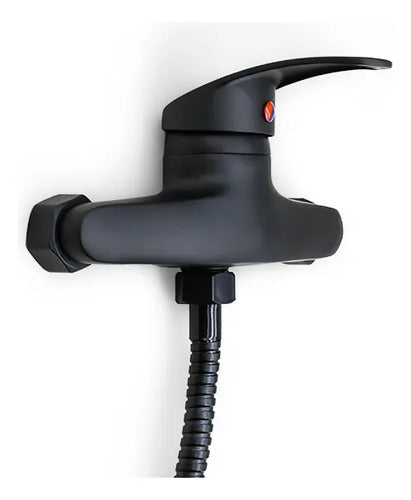 Monocomando Para Ducha Negro Baño Duchero Telefono Extensibl