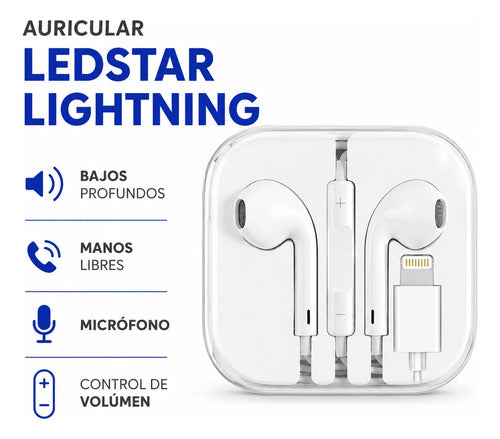 Auriculares Ios Cable Micrófono Manos Libres Control Volumen Blanco