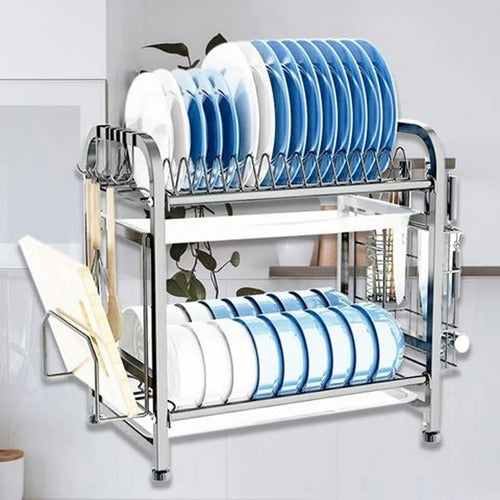 Escurridor Platos Cubiertos Vajilla Secaplatos Mesada Cocina Plateado
