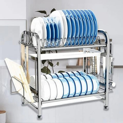 Escurridor Platos Cubiertos Vajilla Secaplatos Mesada Cocina Plateado