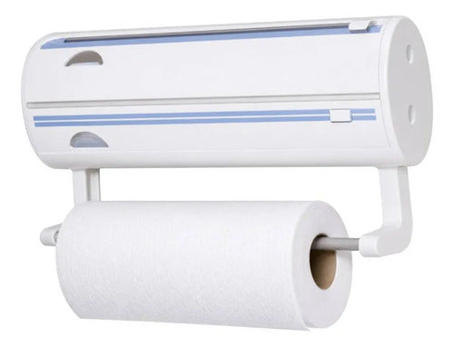 Dispensador Porta Film Papel Aluminio Rollo Cocina Cortador Blanco