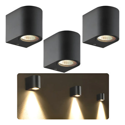 Set X3 Aplique Pared Lampara Exterior Foco Luz Led Spot Negro