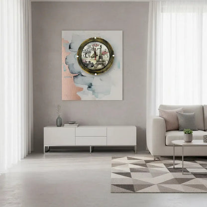 Reloj Analógico Vintage Pared Redondo Estilo París 30cm Bordó
