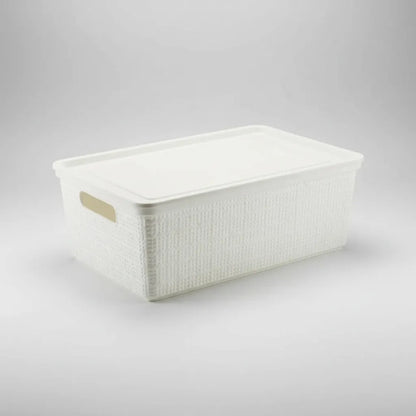 Caja Plastica Contenedor Organizador Tapa 40x30x15cm Blanco