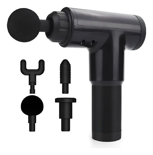 Martillo De Masajes 4 Cabezales Masajeador Inalambrico Negro