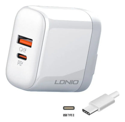 Cargador Pared 45w Usb + Tipo C Usb C Carga Rapida Blanco Blanco