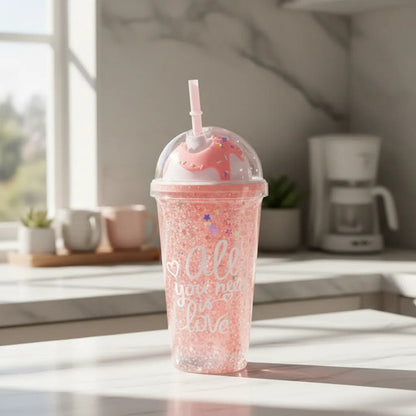 Vaso Acrílico Doble Pared Sorbito 450ml Helado Rosa Rosa