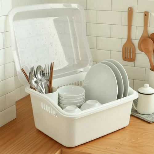 Escurridor Vajilla Tapa Platos Cubiertos Tapa Plastico 45cm Blanco