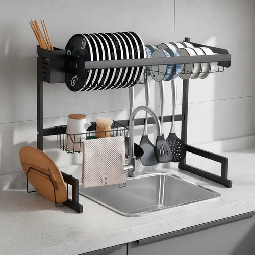 Organizador Escurridor Cocina Sobre Bacha 2 Nivel 65x52x26cm Negro