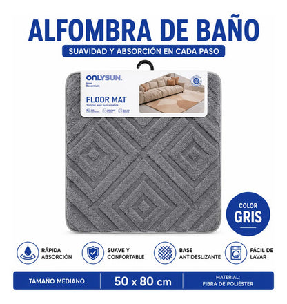 Alfombra Baño Secado Rápido Mediana Absorbente 50x80cm Gris