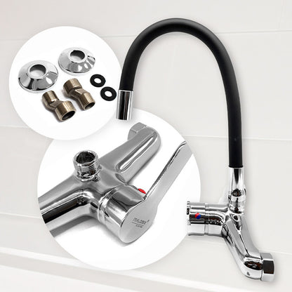 Grifo Monocomando 20cm Flexible Cocina Cromado Mesada Pared