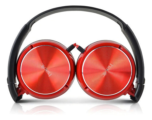 Auriculares Estéreo Cable 3.5 Micrófono Manos Libres Rojo Rojo