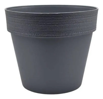 Maceta Plastica Redonda Decorativa 35x30cm Jardin Exterior Gris
