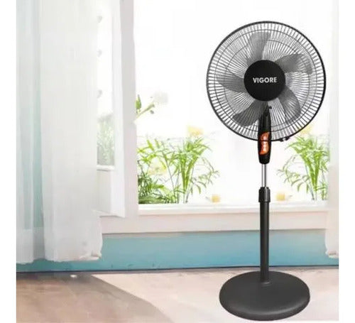 Ventilador De Pie 16 Pulgadas 5 Aspas Plástico 40w Ajustable 40.64 Cm Negro