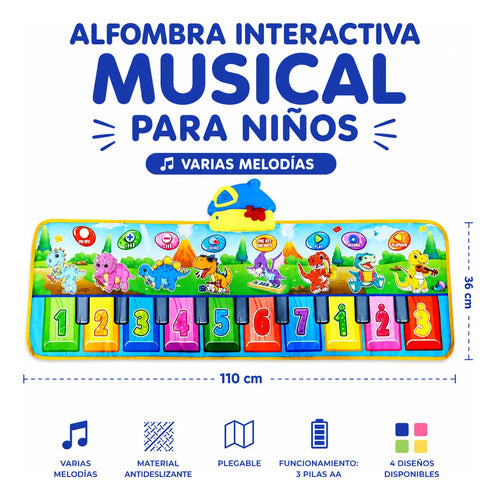 Alfombra Musical Interactiva Infantil Piano Plegable 110cm
