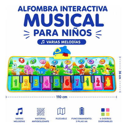 Alfombra Musical Interactiva Infantil Piano Plegable 110cm