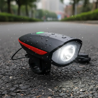 Foco Luz Frontal Led Bicicletas Sirena Fuerte Tres Modos 140 Negro