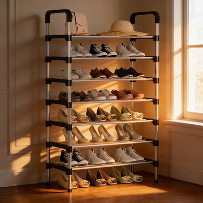 Organizador Estanteria Zapatero 7 Nivel 140x60x26cm Aluminio Gris