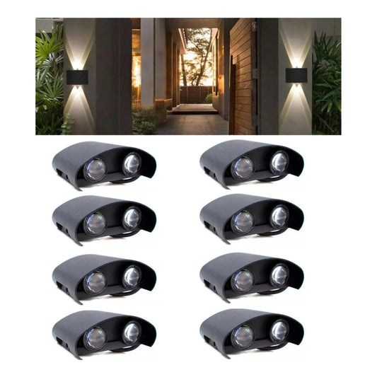 Set X8 Foco Pared Aplique Exterior Luminaria Bidireccional