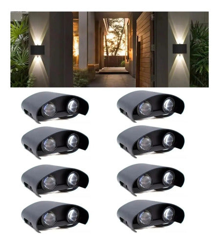Set X8 Foco Pared Aplique Exterior Luminaria Bidireccional