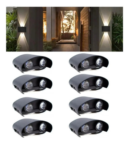 Set X8 Foco Pared Aplique Exterior Luminaria Bidireccional