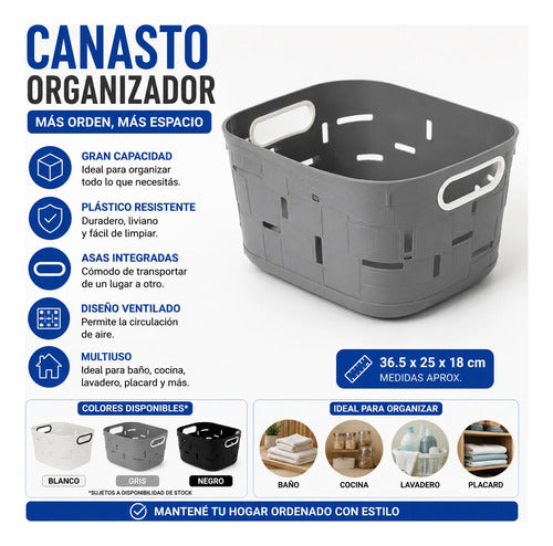 Canasto Cesto Organizador Plástico Multiuso Asa Organizador Aleatorio