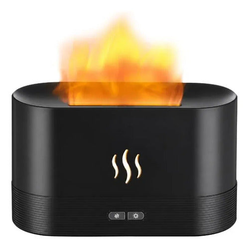 Humidificador Efecto Llama 180ml Usb 2 Niveles Difusor Negro