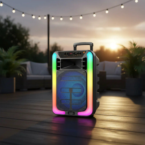 Parlante Portatil Rgb Bluetooth Ios Android Led Microfono Negro Mate Led Rgb Dinámica Multicolor