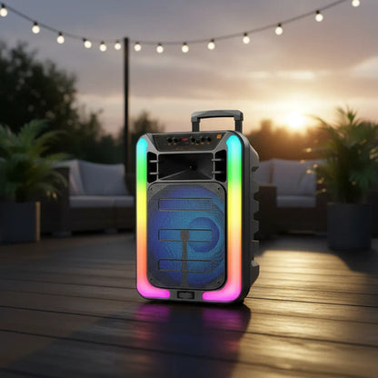Parlante Portatil Rgb Bluetooth Ios Android Led Microfono Negro Mate Led Rgb Dinámica Multicolor