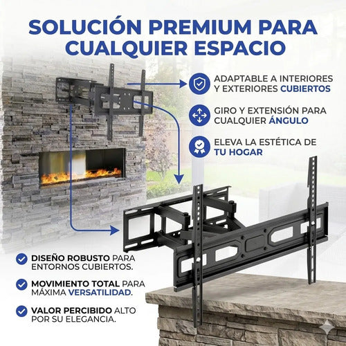 Soporte Tv 32 A 75 Pulgadas Para Pared Movil Inclinable Negro
