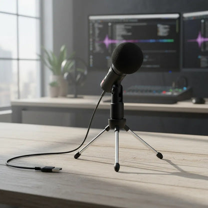 Micrófono Usb Trípode Clip Grabación Voz Podcast Gaming Pc Negro