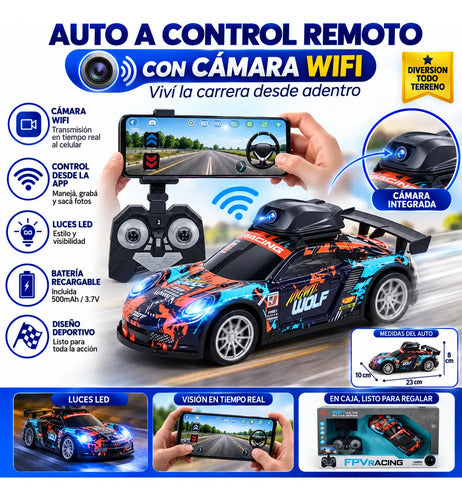Auto Control Remoto Desde Celular Cámara Wifi App Luces Led Multicolor