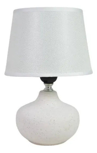 Lámpara Mesa Velador Cerámica Pantalla Tela E27 26cm Blanco 2