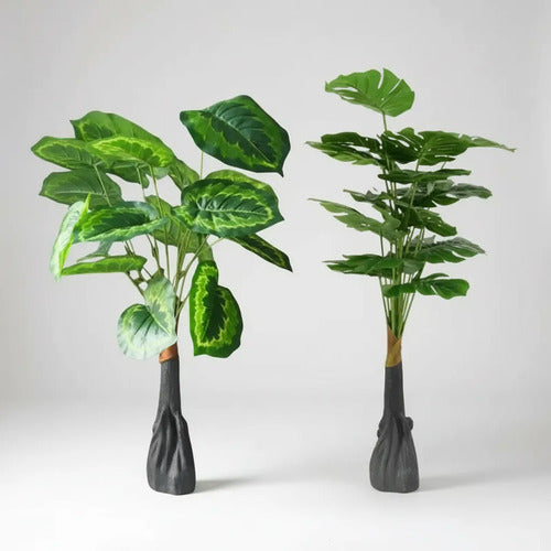 Adorno Planta Artificial Hojas Decoracion Interior Plastico Verde