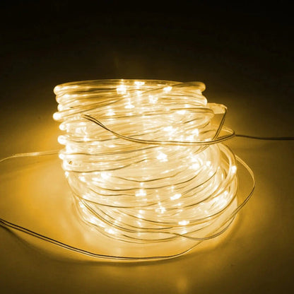 Guia Solar Guirnalda Luces Led Calidas Lamparas Decorar 10mt Cálida