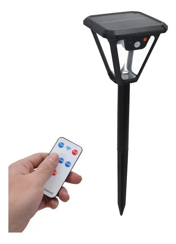 Set X2 Farol Solar Exterior Foco Lampara Led Estaca Jardin Negro