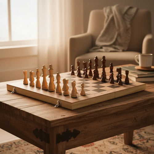 Ajedrez De Madera Juego De Mesa 48x48cm