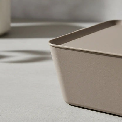 Caja Multiuso Plástica Organizadora Tapa Hogar 35x25x15cm Beige