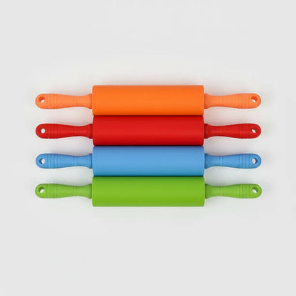 Rodillo Palo De Amasar Silicona Reposteria 39cm Cocina Rojo