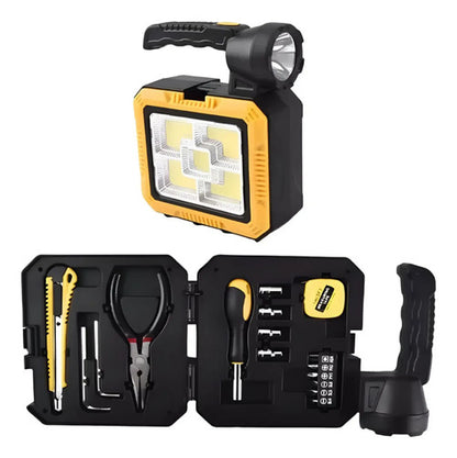Foco Linterna Camping Solar + Kit Herramientas + Powe Bank Blanco Negro