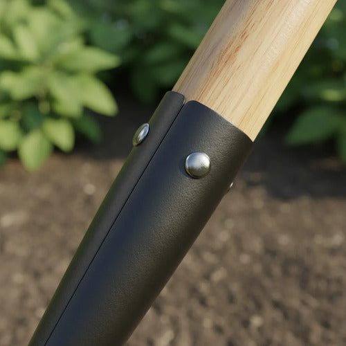 Pala Punta Acero Mango Ergonómico 68cm Jardinería Madera Negro