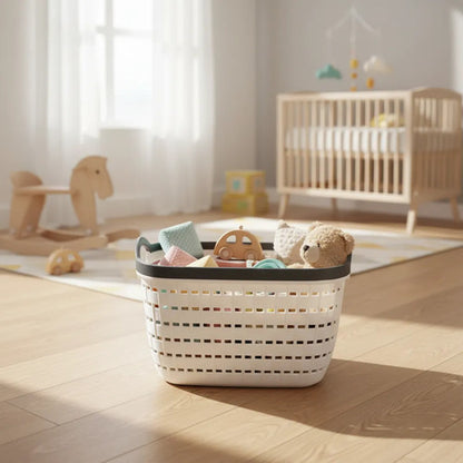 Canasto Plástico Multiuso Organizador Con Asas 24x18x12cm Blanco