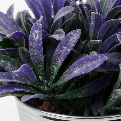 Maceta Metálica Planta Artificial Metal 15x8 Cm Decorativa Violeta